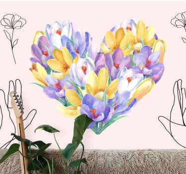 Crocus cvijet heart design zidni mural - TenStickers