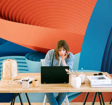 원형 기하학적 3d 벽화 - TenStickers