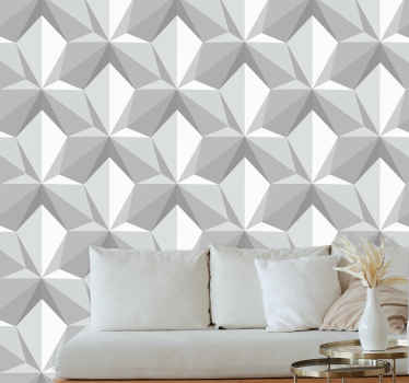 Gray geometric 3d shapes Wall Mural - TenStickers
