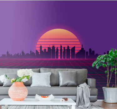 Vaporwave sunset 80s style vintage wall mural - TenStickers