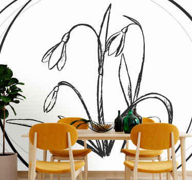 Sød tegning vintergæk cirkel fototapet - TenStickers