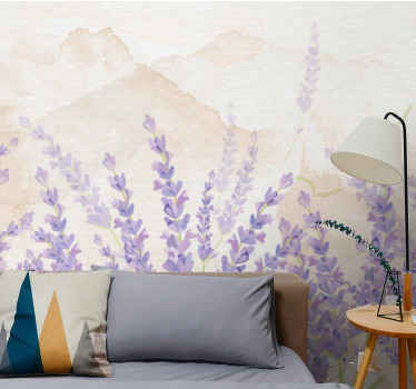 Lavender Fields Scene flower wall mural - TenStickers