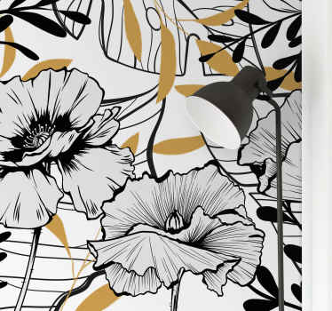 Floral Outline Patterns flower wall mural - TenStickers