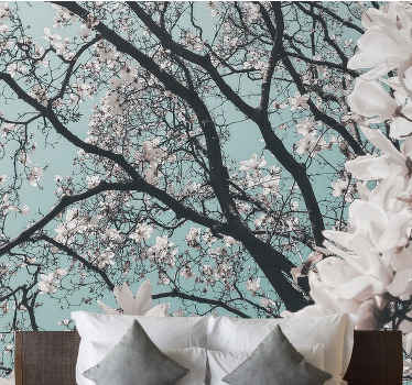 Elegant Cherry Blossoms flower living room wallpaper - TenStickers