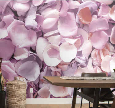 Elegant style pink rose leaves wall mural - TenStickers