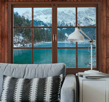 Gražus ežeras ir kalnai 3d freska ant sienos - „Tenstickers“