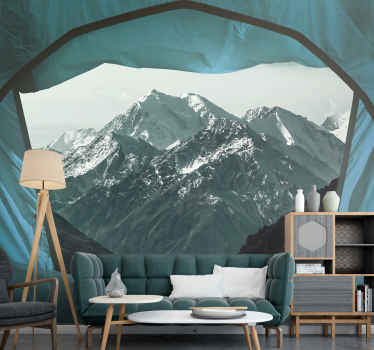 Fototapete 3D Fenster großer berg auf karpfen - TenStickers