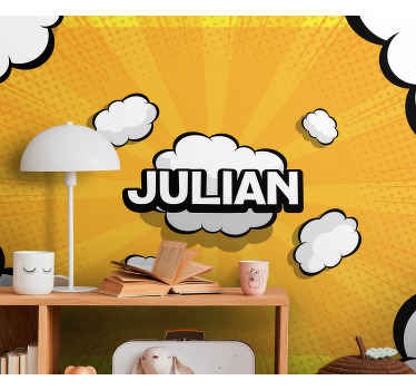 Papier peint vintage Nom de bande dessinée jaune - TenStickers