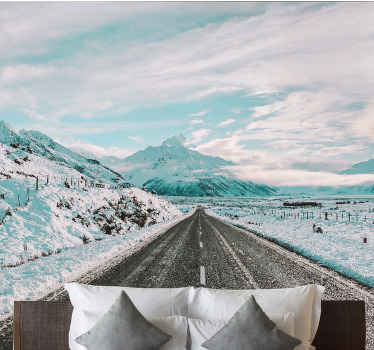 Dağlar ve kar duvar resimleri ile sokak - TenStickers