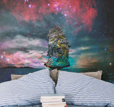 Pink cloud island fantasy wall mural - TenStickers