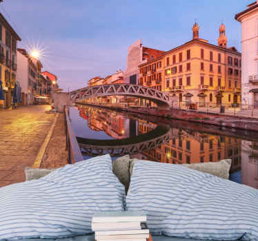 밀라노 도로 벽 벽화의 나빌리오 그란데 운하 - TenStickers