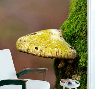 Green mushrooms in a tree nature wall mural - TenStickers