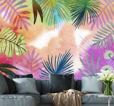 Színes trópusi levelek természet falfestmény - TenStickers