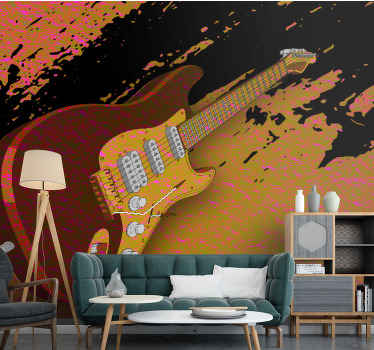 3d-kitara "urbaani tyyli" vintage valokuvatapetti - Tenstickers