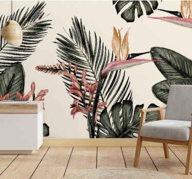 Mural para salón Carbón tropical - TenVinilo