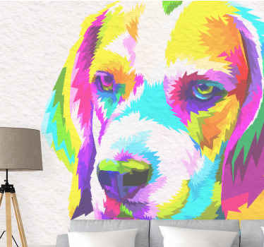 Mural para salón Beagle acuarela - TenVinilo