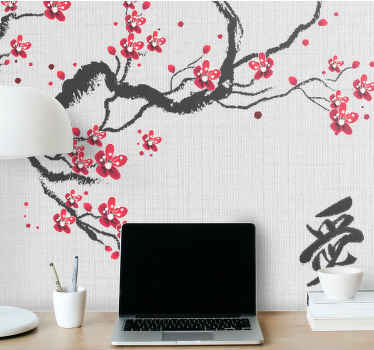 Apstraktni zidni mural u stilu japandi - TenStickers