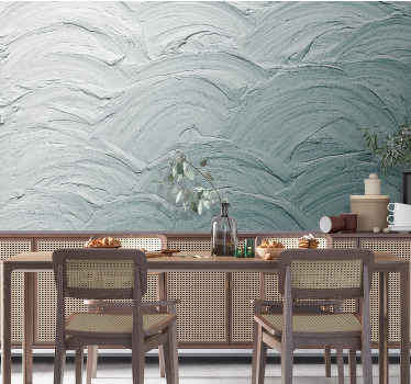 Blue Japandi wavy cement vintage wall mural - TenStickers