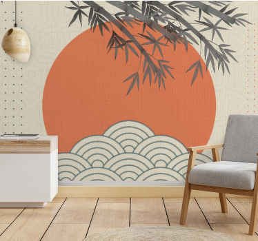"Japandi style" leaves shapes wall mural - TenStickers
