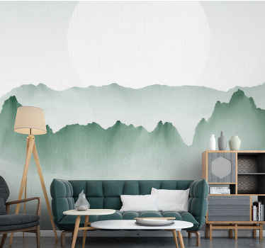 "Japandi style" abstract landscape wall mural - TenStickers