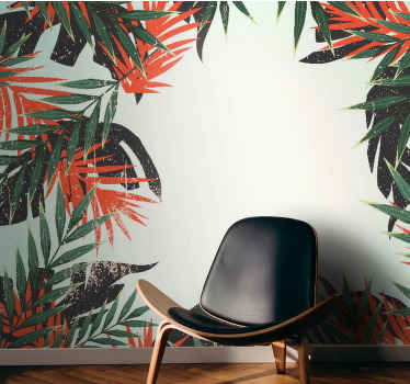 ρετρό τροπικό φοίνικα φύλλα τοίχο φύση - TenStickers