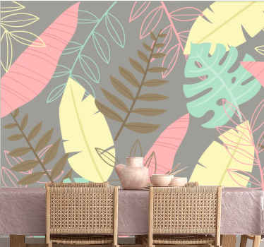 İskandinav tarzı soyut tropikal duvar resmi - TenStickers