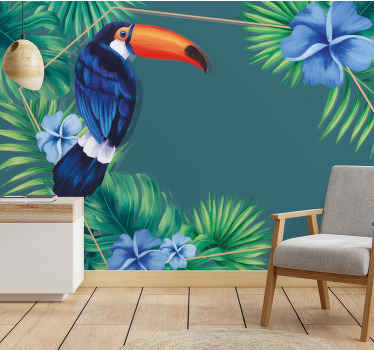 Toucan tropikal yapraklar doğa duvar kağıdı - TenStickers