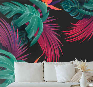 Fotomural naturaleza Hojas tropicales turquesas - TenVinilo