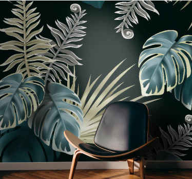 πρωτότυπη κομψή τοιχογραφία με φύλλα φοίνικα - TenStickers
