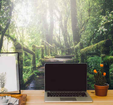 Sisli orman merdiven ağaç duvar resmi - TenStickers