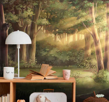 Fantasy Forest Illustration tree mural - TenStickers