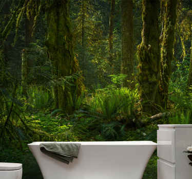 Pictura murală cu arbore de pădure verde mistic - TenStickers