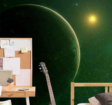 Zeleni planet satelitski svemirski zidni zid - TenStickers
