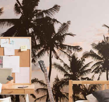 Sunset Palm Tree living room wall mural - TenStickers