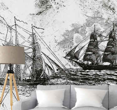 Navy Sails under the sea mural - TenStickers