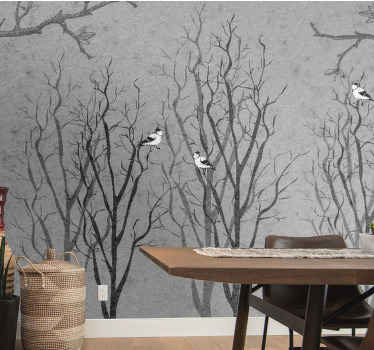 Strom fototapeta větve s ptáky - TenStickers