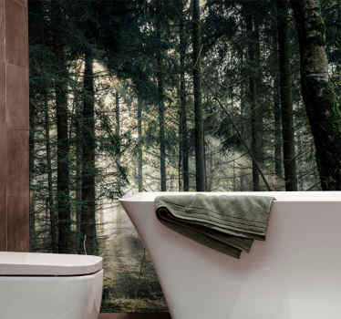 "Nature" forest dark tones nature wall mural - TenStickers