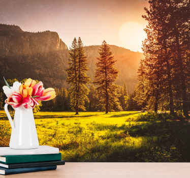 Papel mural paisajes sereno atardecer en la montaña - TenVinilo