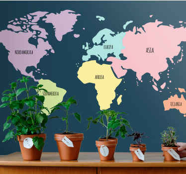 Kontinenter pastellfärger se världskarta fototapeta - Tenstickers