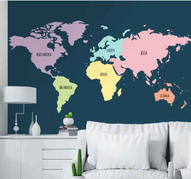 Kontinenter pastellfarger nr fototapet verdenskart - Tenstickers