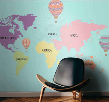 Nordisk med luftballonger se världskarta fototapeta - Tenstickers