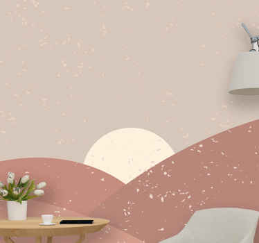 Cartoon sunset living room wall mural - TenStickers