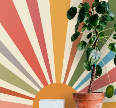 Mural para salón Rayas de sol de arte colorido - TenVinilo