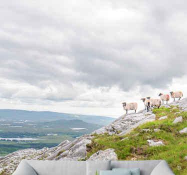 Fotomural de montañas Hermoso lago con cabras - TenVinilo