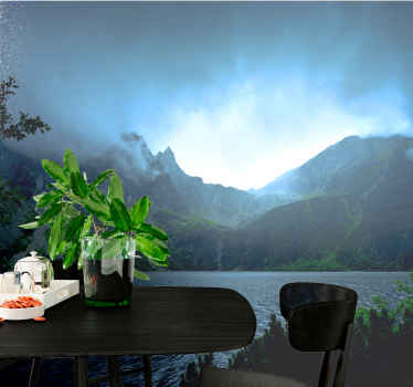 Sötét erdő éjfélkor hegyi falfestmény - TenStickers