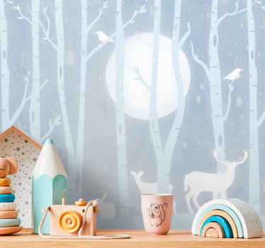 Művészi erdő fehér szarvasok természet falfestmény - TenStickers