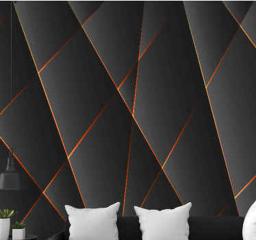 Juoda geometrinio efekto 3d freska - „Tenstickers“
