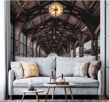 Papier peint 3D Portail 3d classique avec montre - TenStickers