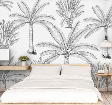Black palm trees living room wall mural - TenStickers