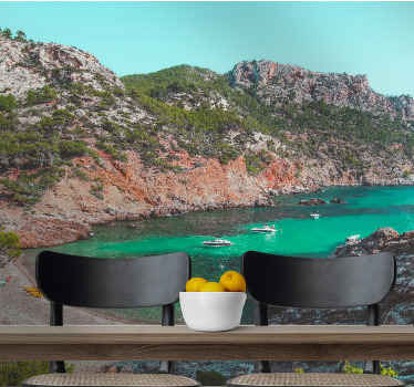 Frumoasa plaja cu pietre murale mallorca - TenStickers